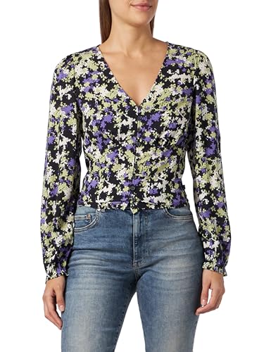 TOM TAILOR Denim Damen 1038129 Cropped Bluse mit Muster, 32418-lilac Green Flower Print, M von TOM TAILOR Denim