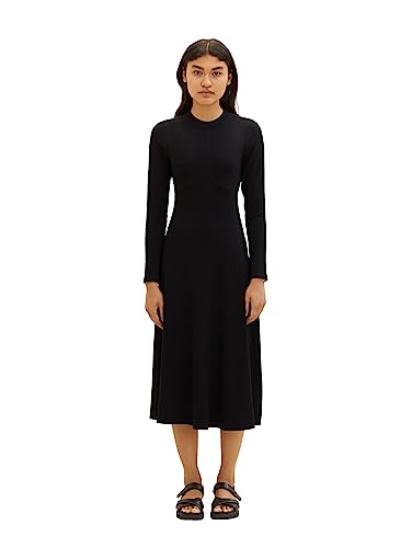 TOM TAILOR Denim Damen 1038140 Basic Kleid mit Cut-Out Rückendetail, 14482-deep Black, XXL von TOM TAILOR Denim