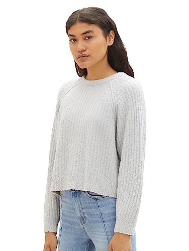 TOM TAILOR Denim Damen 1038141 Basic Pullover, 32253-basic Light Grey, XL von TOM TAILOR Denim