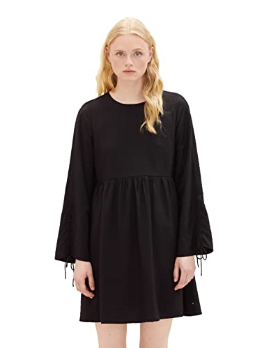 TOM TAILOR Denim Damen 1038142 Mini-Kleid mit Schnürung, 14482-deep Black, S von TOM TAILOR Denim