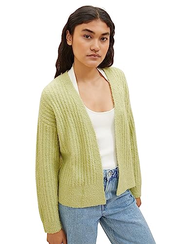 TOM TAILOR Denim Damen 1038144 Basic Cardigan Strickjacke, 32256-dusty pear Green, L von TOM TAILOR Denim