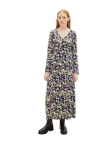 TOM TAILOR Denim Damen 1038149 Kleid mit Knopfleiste & Muster, 32418-lilac Green Flower Print, XL von TOM TAILOR Denim