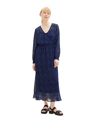 TOM TAILOR Denim Damen 1038151 Kleid mit Rüschen & Muster, 32411-navy Blue Flower Print, S von TOM TAILOR Denim
