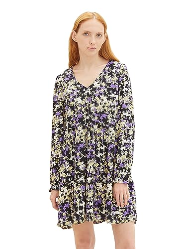 TOM TAILOR Denim Damen 1038152 Kleid mit Volant & V-Ausschnitt, 32418-lilac Green Flower Print, S von TOM TAILOR Denim