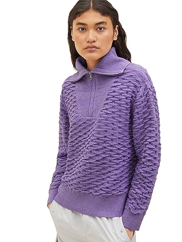 TOM TAILOR Denim Damen 1038155 Basic Troyer Pullover, 32255-lilac, M von TOM TAILOR Denim