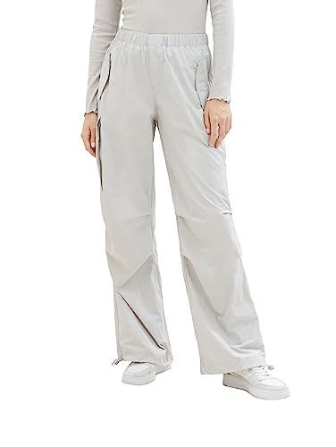 TOM TAILOR Denim Damen 1038214 Cargo Hose mit weitem Bein, 32253-basic Light Grey, L von TOM TAILOR Denim