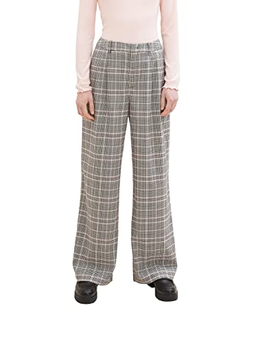 TOM TAILOR Denim Damen 1038218 Hose mit Karomuster & weitem Bein, 32456-rose Grey Check, M von TOM TAILOR Denim