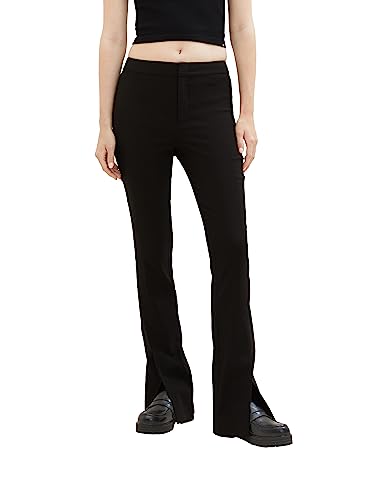 TOM TAILOR Denim Damen 1038222 Flared Hose mit Schlitz, 14482-deep Black, S von TOM TAILOR Denim