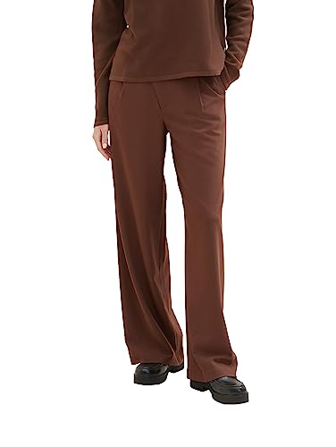 TOM TAILOR Denim Damen 1038223 Hose mit weitem Bein & Bunddetail, 19714-roasted Coffee Brown, L von TOM TAILOR Denim