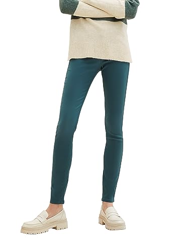 TOM TAILOR Denim Damen 1038298 NELA Extra Skinny Jeans in Leder-Optik, 34050-coated Huntsman Green, 25/30 von TOM TAILOR Denim