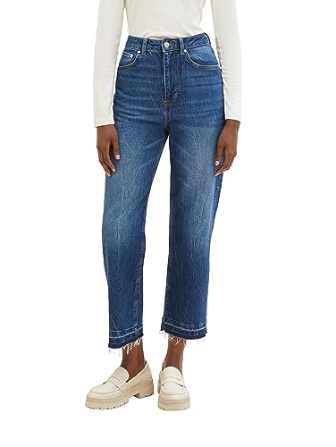 TOM TAILOR Denim Damen 1038300 Cropped Jeanshose mit weitem Bein, 10286-vintage Stone wash Denim, M von TOM TAILOR Denim