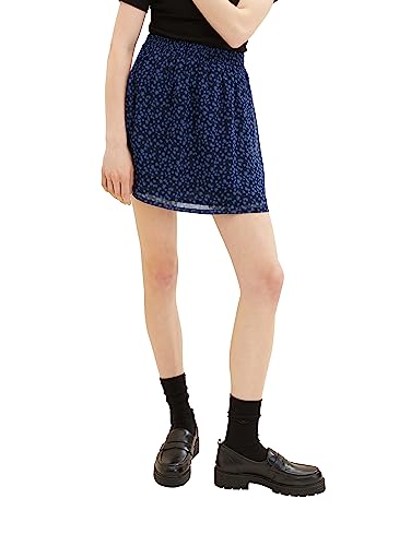 TOM TAILOR Denim Damen 1038304 Mini-Rock mit Blumenmuster, 32411-navy Blue Flower Print, L von TOM TAILOR Denim