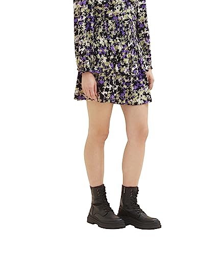 TOM TAILOR Denim Damen 1038308 Mini-Rock mit Blumenmuster, 32418-lilac Green Flower Print, S von TOM TAILOR Denim