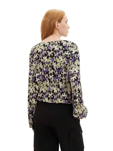 TOM TAILOR Denim Damen 1038371 T-Shirt Bluse mit Muster, 32418-lilac Green Flower Print, S von TOM TAILOR Denim