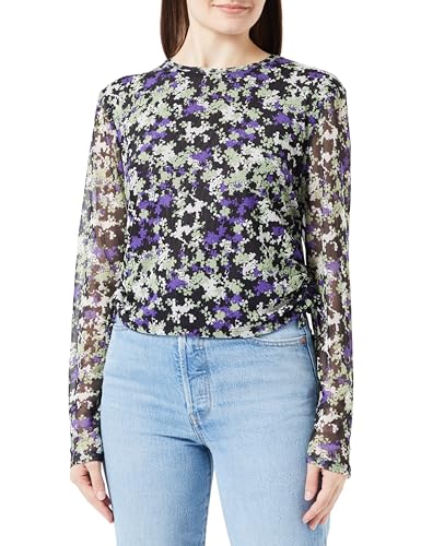 TOM TAILOR Denim Damen 1038382 Mesh-Langarmshirt mit Muster, 32418-lilac Green Flower Print, XL von TOM TAILOR Denim