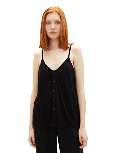 TOM TAILOR Denim Damen 1038385 Top mit Knopfleiste, 14482-Deep Black, XS TOM TAILOR Denim Damen 1038385 Top mit Knopfleiste, 14482-Deep Black, XS von TOM TAILOR Denim