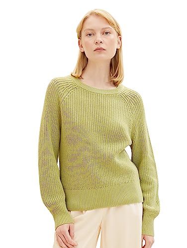 TOM TAILOR Denim Damen 1038390 Basic Pullover, 32256-dusty pear Green, S von TOM TAILOR Denim