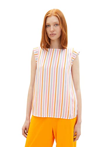 TOM TAILOR Denim Damen 1038432 Bluse mit Flügelärmeln, 32616-Multicolor Vertical Stripe, XXL von TOM TAILOR Denim
