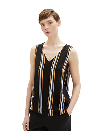 TOM TAILOR Denim Damen 1038437 Top Bluse, 32609-Black Multicolor Stripe, XL von TOM TAILOR Denim
