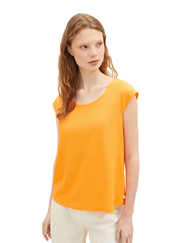 TOM TAILOR Denim Damen 1038459 Blusen Top, 31684-Bright Mango Orange, L von TOM TAILOR Denim