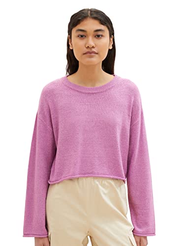 TOM TAILOR Denim Damen 1038548 Basic Cropped Pullover, 32414-blueberry Blush, XXL von TOM TAILOR Denim
