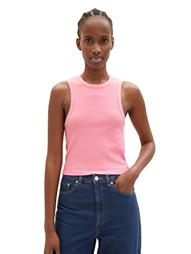 TOM TAILOR Denim Damen 1038649 Cropped Basic Top, 31685-Fresh Pink, L/XL von TOM TAILOR Denim