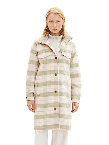 TOM TAILOR Denim Damen 1038686 Overshirt Jacke mit Karomuster, 32535-light Grey Rose Check, L von TOM TAILOR Denim