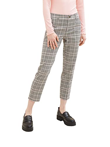 TOM TAILOR Denim Damen 1038735 Cigarette Hose mit Karomuster, 32456-rose Grey Check, XL von TOM TAILOR Denim