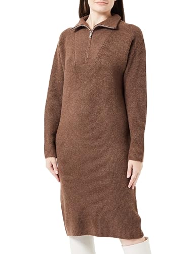 TOM TAILOR Denim Damen 1038823 Troyer Strickkleid, 32516-roasted Coffee Brown Melange, XL von TOM TAILOR Denim