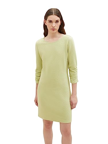 Tom Tailor Denim Damen Basic Kleid mit Raffarm, 32256 - Dusty Pear Green, XXL von TOM TAILOR Denim