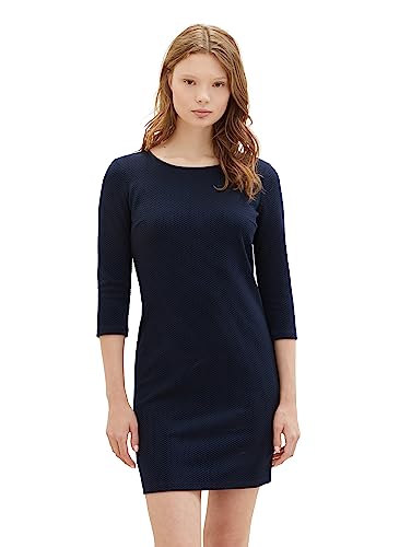 TOM TAILOR Denim Damen 1039761 Basic Kleid mit 3/4-Arm, 10668-sky Captain Blue, M von TOM TAILOR Denim