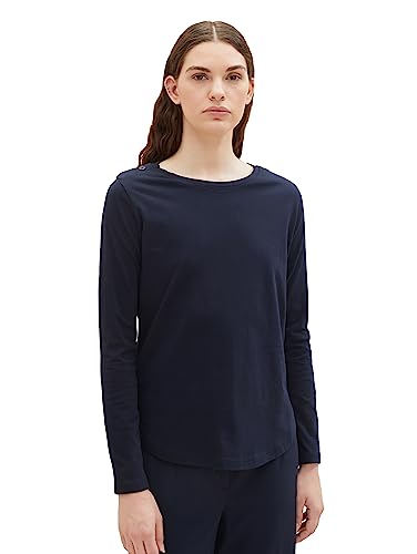 TOM TAILOR Denim Damen 1039796 Basic Langarmshirt, 10668-sky Captain Blue, M von TOM TAILOR Denim