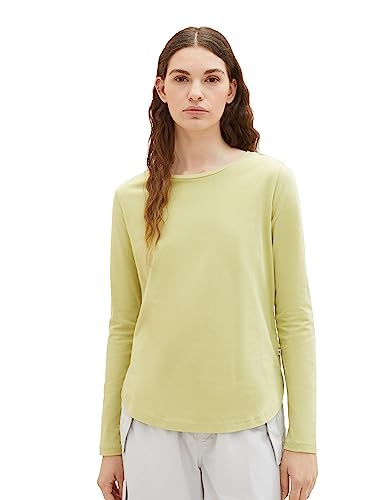 TOM TAILOR Denim Damen 1039796 Basic Langarmshirt, 32256-dusty pear Green, XS von TOM TAILOR Denim