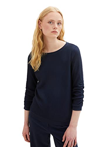 TOM TAILOR Denim Damen 1039822 Sweatshirt mit Raffarm, 10668-sky Captain Blue, L von TOM TAILOR Denim