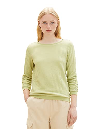 TOM TAILOR Denim Damen 1039822 Sweatshirt mit Raffarm, 32256-dusty pear Green, L von TOM TAILOR Denim