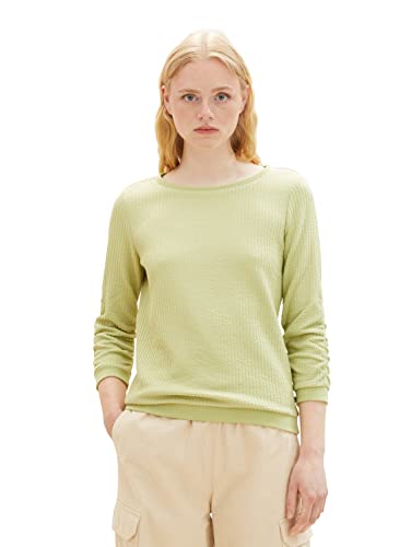 TOM TAILOR Denim Damen 1039822 Sweatshirt mit Raffarm, 32256-dusty pear Green, S von TOM TAILOR Denim