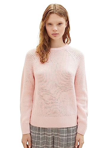 Tom Tailor Denim Damen Basic Pullover mit Rundhalsausschnitt, 14557 - Light English Rose, S von TOM TAILOR Denim