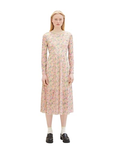 Tom Tailor Denim Damen Mesh Kleid mit Muster, 35154 - Colorful Flower Print, XL von TOM TAILOR Denim