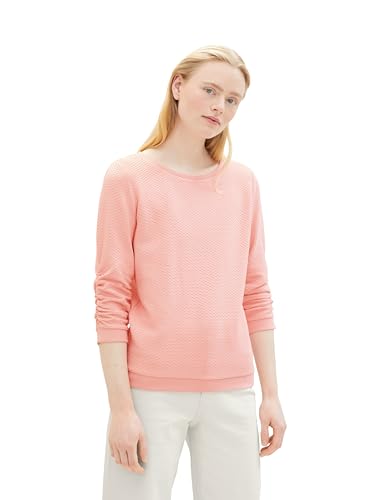 Tom Tailor Denim Damen Sweatshirt mit Raffarm & Struktur, 21171 - Crystal Pink, XL von TOM TAILOR Denim