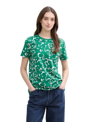 TOM TAILOR Denim Damen 1040183 T-Shirt, 37129-Abstract Green Flower Print, XXL von TOM TAILOR Denim
