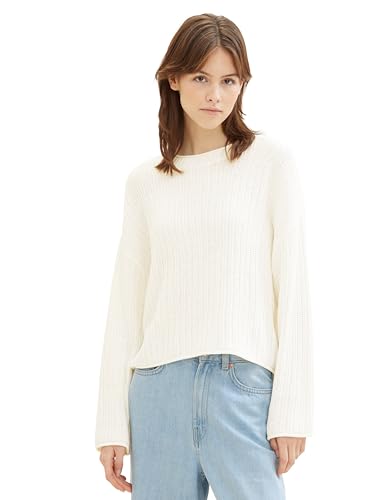 Tom Tailor Denim Damen Basic Pullover, 10332 - Off White, L von TOM TAILOR Denim