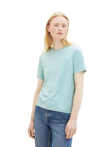 TOM TAILOR Denim Damen Basic T-Shirt, pastel turquoise, XS von TOM TAILOR Denim