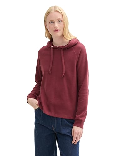 TOM TAILOR Denim Damen 1042827 Basic Hoodie mit Kapuze, 35736-Deep Wine Red, 48 von TOM TAILOR Denim