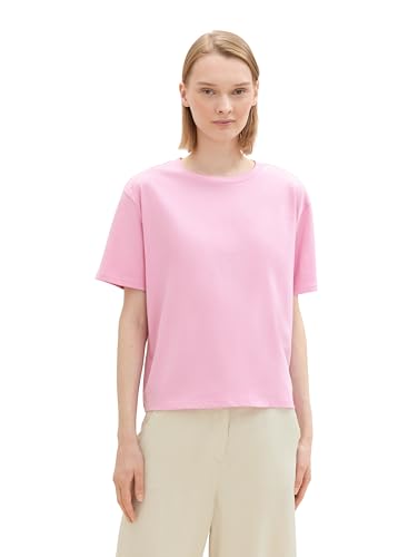 TOM TAILOR Denim Damen 1043072 Basic T-Shirt mit Boxy Style, 31646-Soft Summer Pink, Large von TOM TAILOR Denim