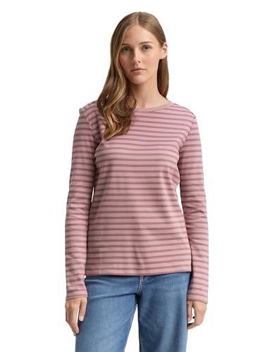 TOM TAILOR Denim Damen 1043085 Longsleeve T-Shirt, 38539-Tonal Dusty Rose Stripe, M von TOM TAILOR Denim
