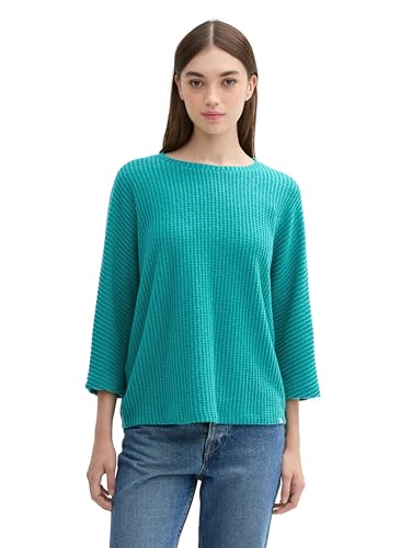 TOM TAILOR Denim Damen 1043137 Basic Longsleeve mit Struktur, 18938-greyish Green, XS von TOM TAILOR Denim