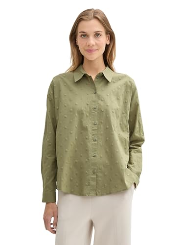 TOM TAILOR Denim Damen Bluse im Pünktchen-Muster, 18938 - Greyish Green, XL von TOM TAILOR Denim