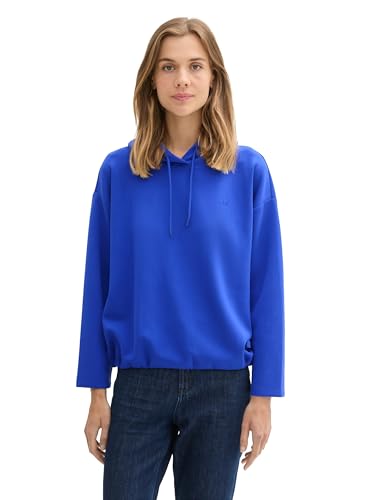 TOM TAILOR Denim Damen 1043222 Basic Hoodie aus Scuba Stoff, 26529-Anemone Blue, 32 von TOM TAILOR Denim