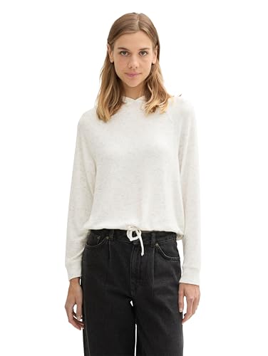 TOM TAILOR Denim Damen 1043233 Basic Hoodie mit Kapuze, 10396-Marble Beige Melange, 36 von TOM TAILOR Denim