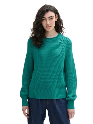 TOM TAILOR Denim Damen Strickpullover mit leichten Ballonärmeln, 35914 - Jade Green, L von TOM TAILOR Denim